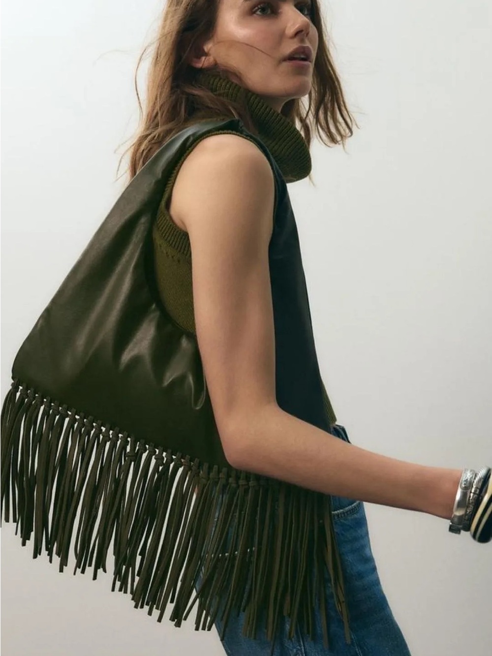 Zara leather fringe bag - Picture 2 of 9